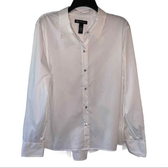 INC International Concept Button Down Top Women’s XLarge White Lace Up Back - Picture 1 of 3